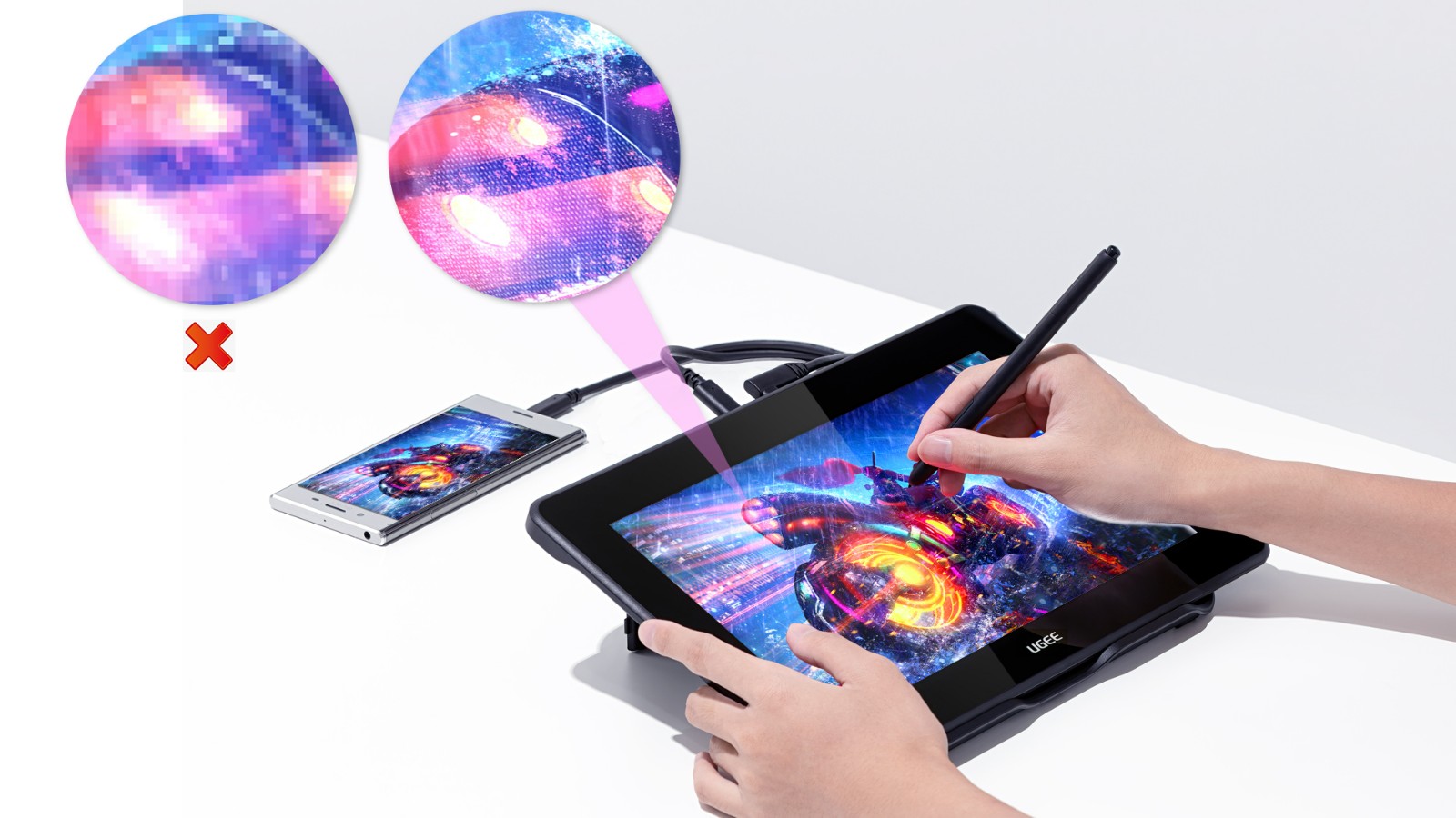 Drawing tablet with screen