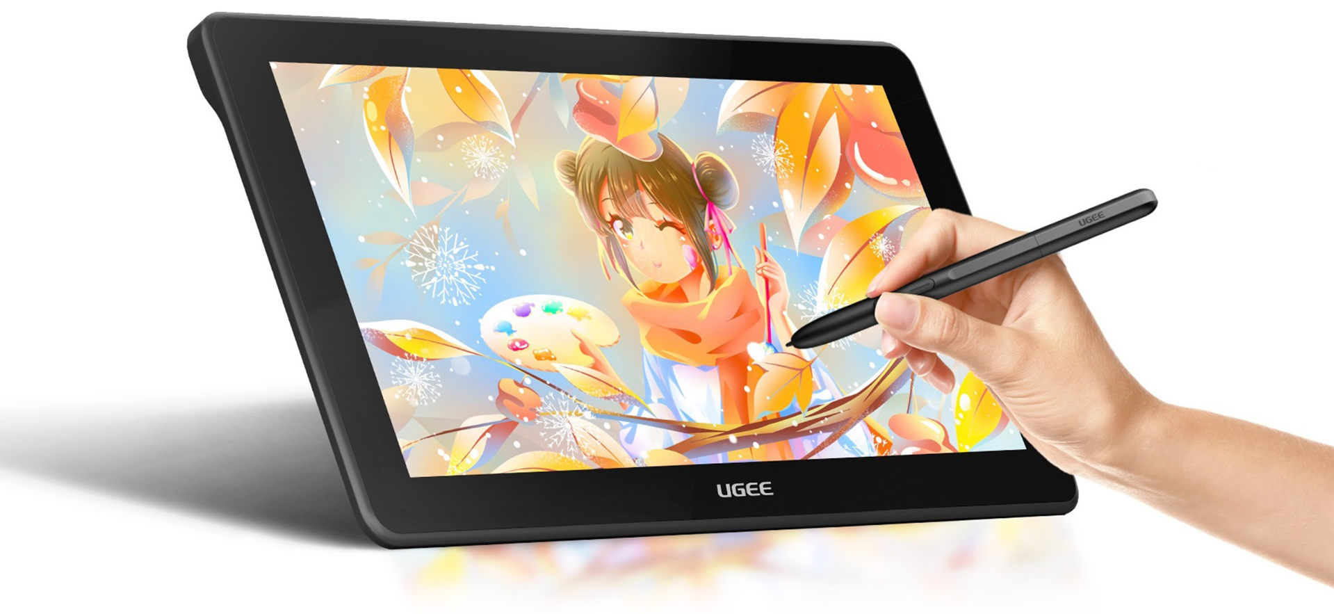 UGEE U1600 Tablette Graphique avec Écran de 15.4 Pouces IPS FHD Entièrement  Laminé, Moniteur Dessin 90% NTSC avec Stylet sans Pile 8192 Niveaux